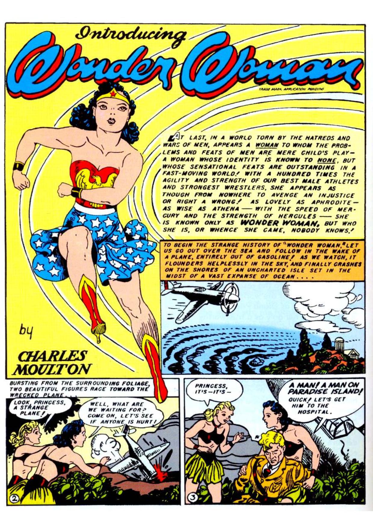 Intertitle: “Introducing Wonder Woman.” All Star Comics #8 (October 1941). DC Comics. Full page.