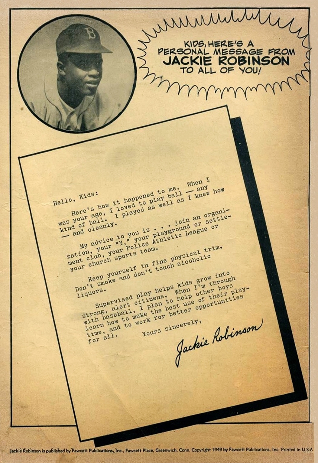 Appendix: “Personal Message from Jackie Robinson” Jackie Robinson #1 (1949). Fawcett Publications. 