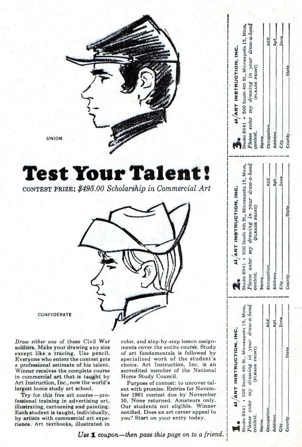 Solicitation: “Test Your Talent!” Fantastic Four #1 (November 1961). Marvel Comics. 