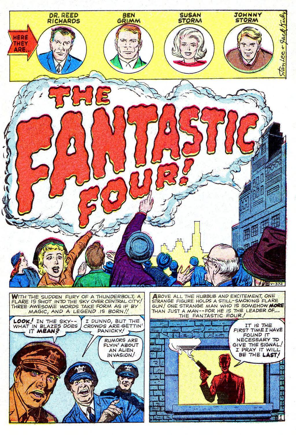 Preface: “Here They Are…” Fantastic Four #1 (November 1961). Marvel Comics. Full page.