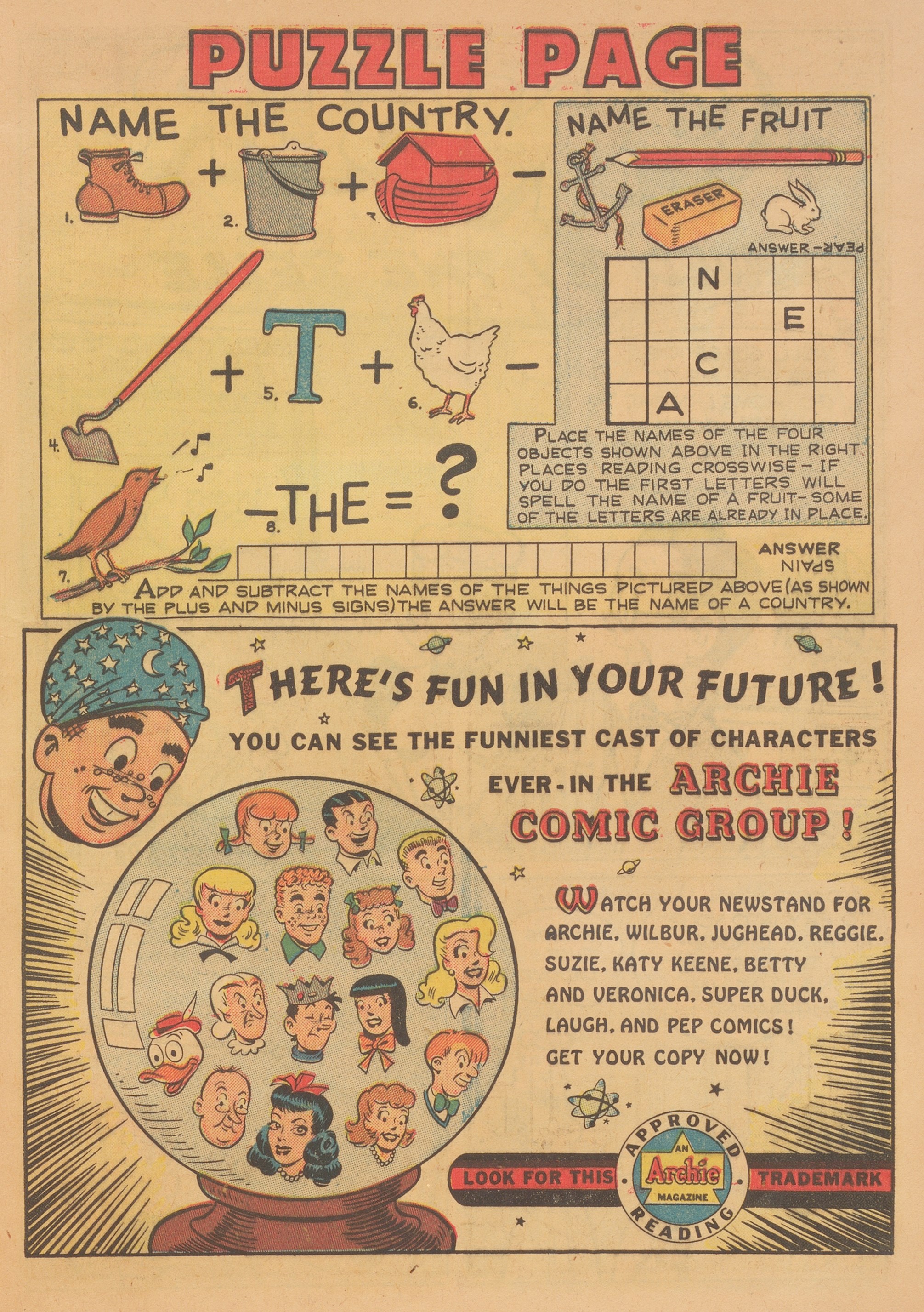 Appendix: “Puzzle Page.” Ginger #1 (June 1951). Archie Comics.  Full page.